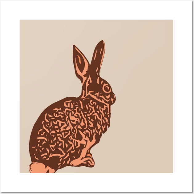 Desert Cottontail Rabbit Linocut Style Wall Art by Spatium Natura